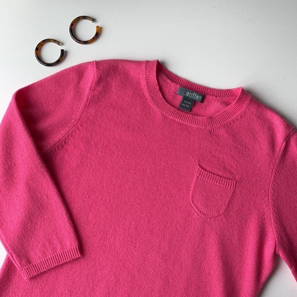 NWOT GRIFFEN CASHMERE Hot Pink Sweater. Size SP
